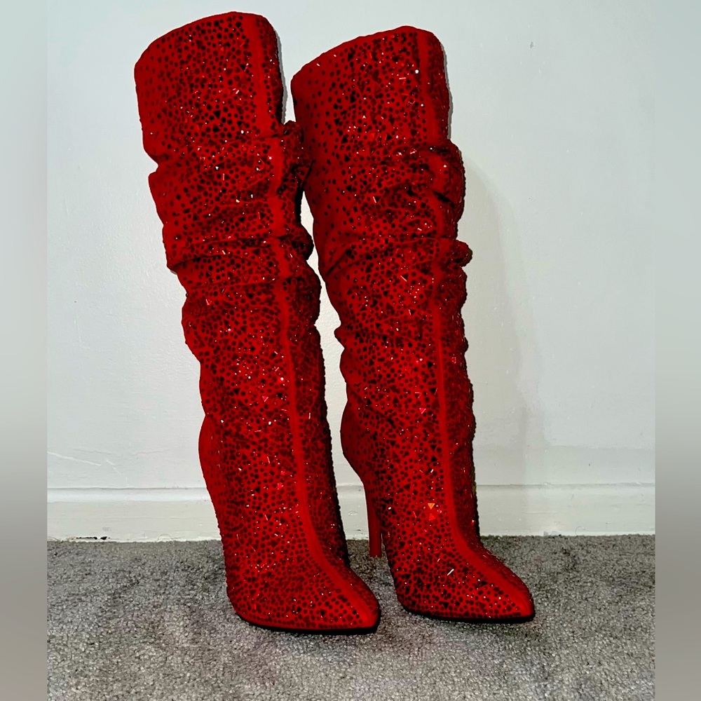 New! Jessica Simpson Red Crystal Lailee boots 8.5